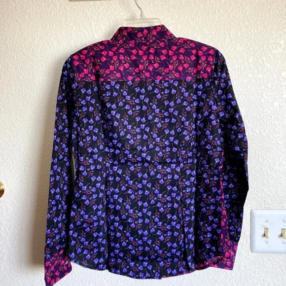 NEW J Crew Liberty Mixed Floral Perfect Shirt Eggplant Purple NWT 2 4 - Picture 8 of 11
